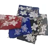2018 New ladies fashion embroidery floral flower lace scarf frayed cotton plain hijab scarf 180*80cm