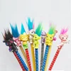 3D cute cartoon Troll Pencil Cap, 6pcs cheap soft pvc Troll pencil tops, Anime Troll custom eraser pencil topper