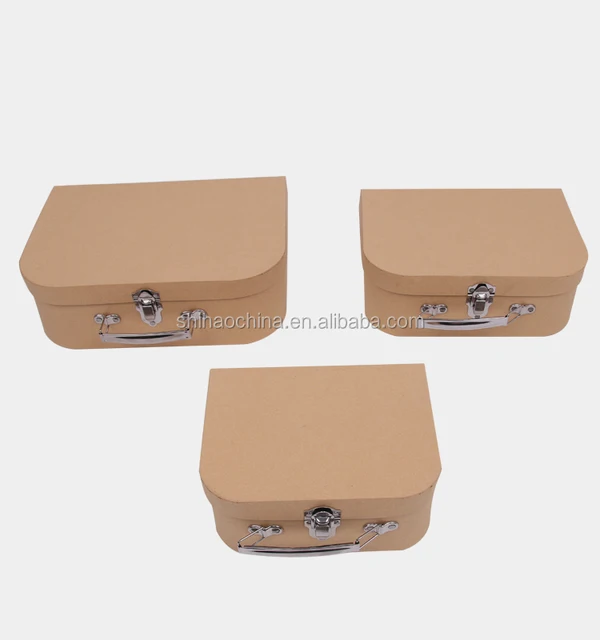 2017 new design paper cardboard suitcase box with handle