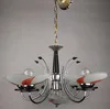 Classic and low price glass leaf chandelier /modern 5 light chandelier/E27 metal Chain chandelier (FX1030-5+1)