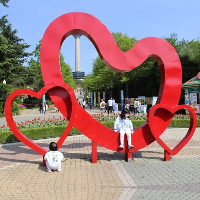 Contemporary Garden Art Stainless Steel Heart Sculpture