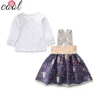 Winter/fall new 2018 girls clothing sets of long sleeved children's suit puffed strap princess dress