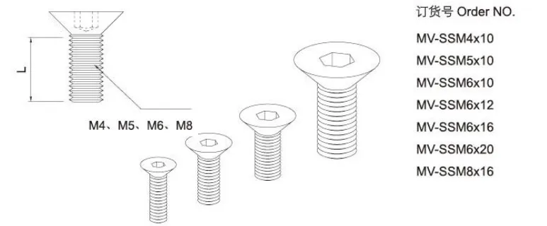 MV-SSM6x12 steel screw hex auto parts nut and bolt with internal thread