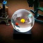 80mm Novelty Crystal Ball With Solar System Engraving Inside For Boy'S Gifts