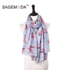 Fox Print Scarf Fashion Animal Lady Wrap Neck Shawl Soft Stole Hot Scarfs Women Autumn Summer Viscose Scarf Bufanda Mujer