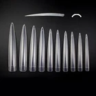 TSZS High Quality 10 pcs Professional Long Clear Display Nail Tips Half Cover Sharp Artifical Nail Tips ABS Nail Salon
