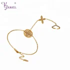 Gift Jewelry Wholesale Saudi Gold Plated Jewelry Health Bracelet Femme with Ring Attached