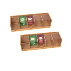 Food Custom Logo Wood Gift Boxes Glass Lid Rustic Wooden Tea Bag Storage Box with Clear Window