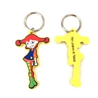 Girl shape 2D custom shaped soft rubber pvc keychain with your logo print