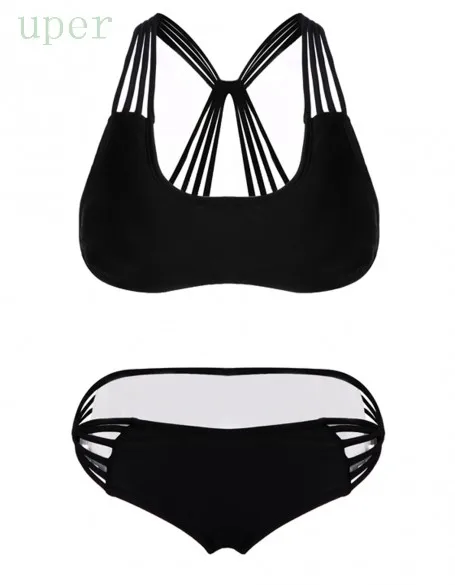 2015 Summer Hot Lingerie Fashion Women Sexy Swimwear Bikini Set Swimsuit Padded Halter Bandeau Bra