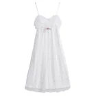 Wholesale polyester summer white ice silk strap women pajamas with chest pad