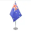 Custom Logo Design Single/ Double Side Mini Desk Flag With Metal Pole And Base Small Table Flag For Office