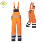 High visibility reflective orange safety workwear work bib pants