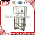 4 sides collapsible wire mesh roll trolley container