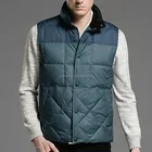 New Fashion European Style Winter Navy Blue Quilted Ultra Men Down Vest with Stand Up Collar