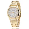 Hot Luxury Geneva Fashion Men Watches Gold Stainless Steel Roman Numerals Analog Quartz Wrist Watches GW026