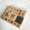 17pcs Love series kids gift wood stamp set with ink pad wooden stamp