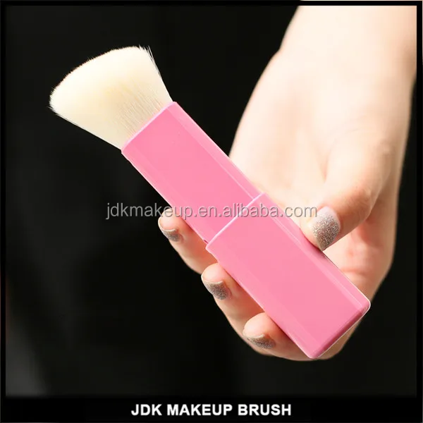 new design flat pink retractable cosmetic powder blush brush