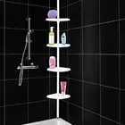4 Tier Adjustable Telescopic Corner Shower Bathroom Shelf Organiser Caddy White