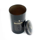75*128MM custom Off-set Printing round black tin jars for tea storage