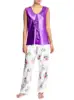 OEM 100% Polyester Cheap Elegant Floral Garden Printed Satin Pyjamas Set for Women