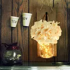 Lighted Mason Jar Sconces Set of 2 Hanging Sconces White Wood with Lights