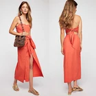 Summer Off Shoulder Linen Dress Two Piece Set Women Clothing