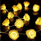 Led Flower Lights Led Rose Light 10 LED Battery Operated Rose Flower String Lights Wedding Garden Christmas Decor Warm White