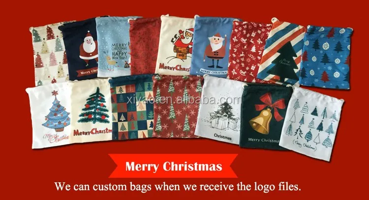 cotton packaging bags drawstring santa canvas bag