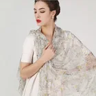 Wholesale custom Printed Floral 100% Silk Chiffon Shawl Scarf