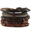 4 Wrap Bracelets Men Women, Hemp Cords Wood Beads Ethnic Tribal Bracelets, Genuine Leather Cuff Wrap Bracelet