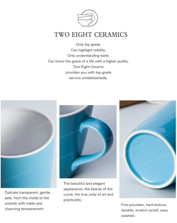 Cafe lounge use color plain ceramic crockery tableware coffee mugs