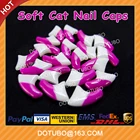 Double Color Magenta & White Soft Silicon Cat Nail Caps /Cat Grooming /Cat Claw Caps With Free Glue And Applictor