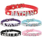 High Quality Factory Price Bling Rhinestone Crystal Letters Charms PU Dog Collar Genuine Leather Wholesale