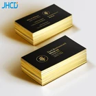 custom printing black blank embossed Paper business card with gold edge