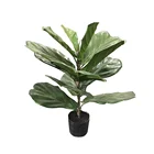 13 Leaves and 26 Leaves Artificial Ficus Pandurata Hance Tree Floor House Plant with Black Plastic Pot