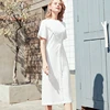 Simple Elegant Communion Lace Women Long White Dress For Ladies