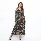 E20027 Fashion Women Casual Long Sleeve Floral Printed Maxi Dress
