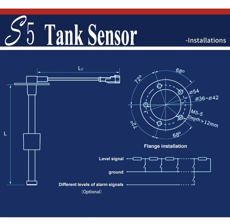Genuine Marine sonic food grade overhead tank level sensor capacitance toilet accuracy tank level sensor