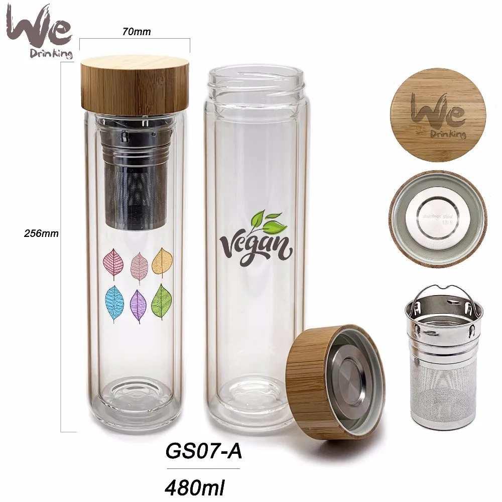 Gs A Double Wall Ml Glass Tea Infuser Tumbler Fruit Infusion Glass