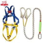 Factory manufacture 5 points adjustable climbing safety harness lanyards polyester full body fall protection harness kit