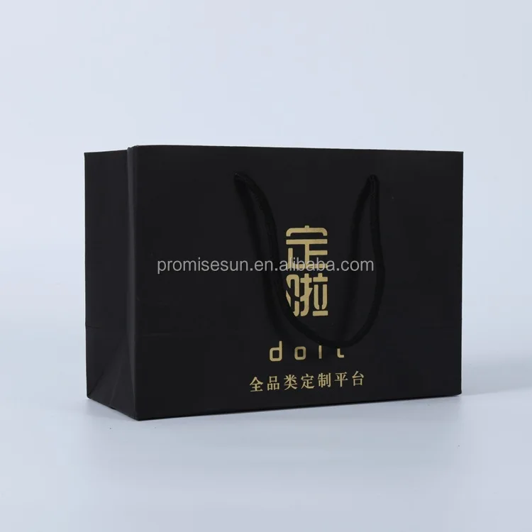 fashion unique design handle brown wine bag black kraft paper