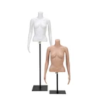 Fashion design plastic half body girl dress clothing display female torso mannequin with arms