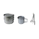 Picnic outdoor cookware portable hiking titanium pot with foldable handle