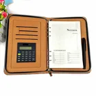 calculator book notepad business work note book, new personalized refillable spiral, customized pu leather diary