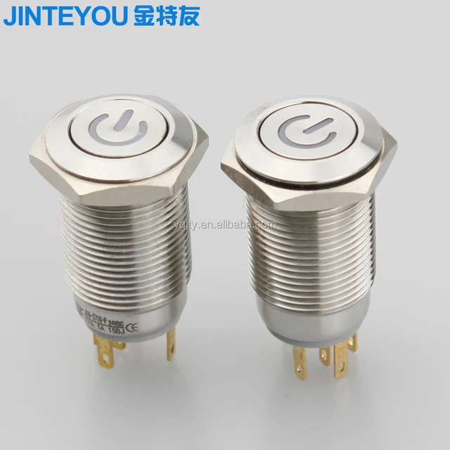 16mm 24v latching power push button metal switch