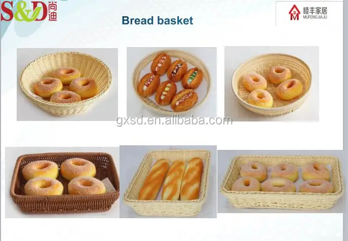 hand woven imitated rattan pp material basket for bread & fruit