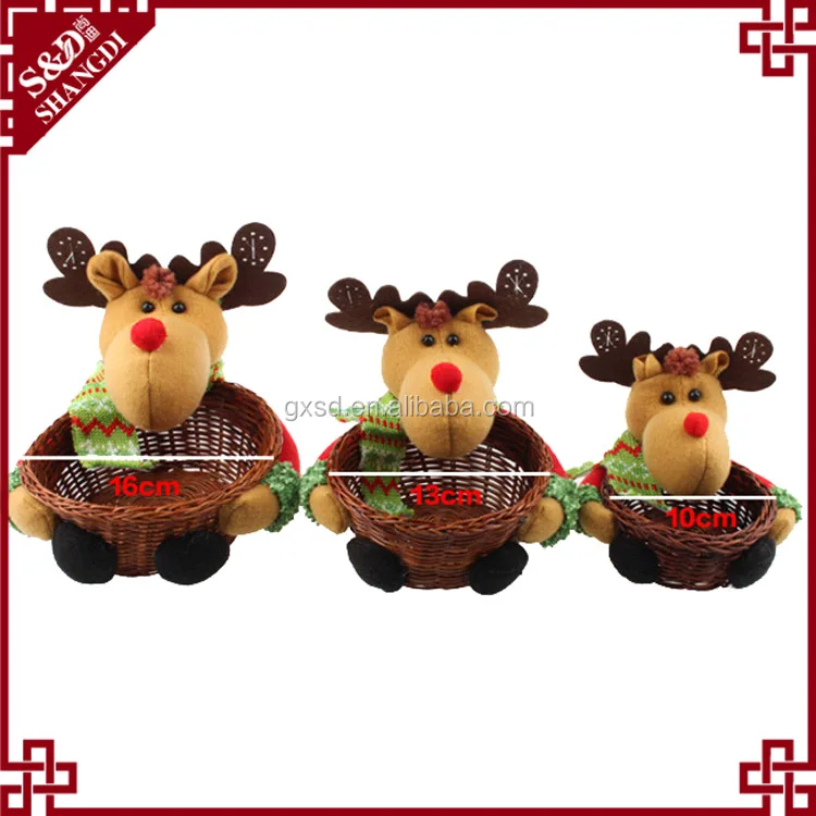 christmas deer style fine wickerwork basket for christmas gift