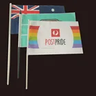Promotional screen printing election use all countries hand held flag with plastic pole