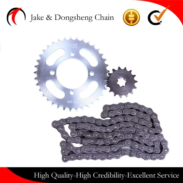 Wholesale price motorcycle chain and sprocket kits, OEM motorcycle chain set, sprocket set motorcycle